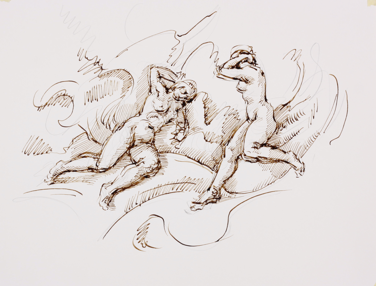 untitled; pen & sepia, 25 x 35, 2018